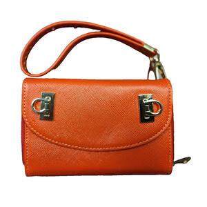 Red Faux leather Wristlet Wallet with gold hardware